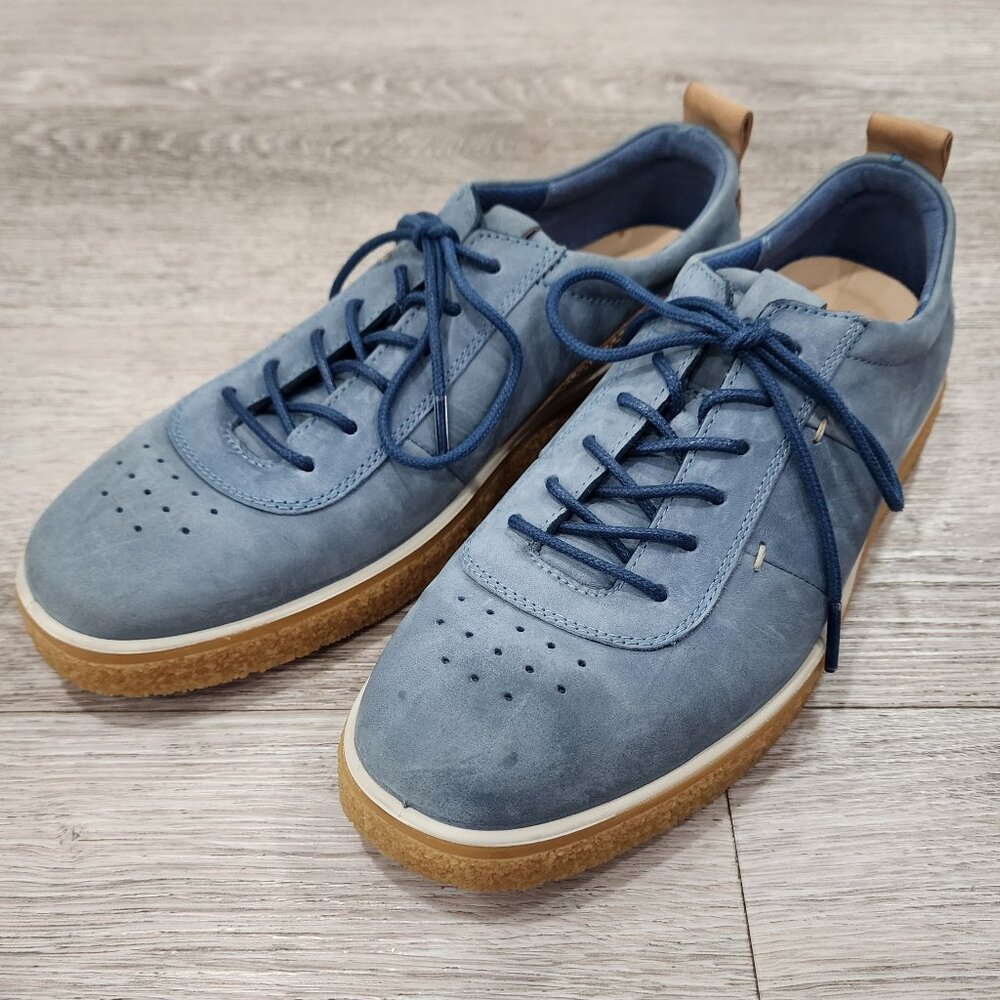 Ecco Crepetray Tie Blue Oxford Nubuck Leather Shoes Women's Size 9